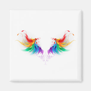 Aimant Ailes fluffy arc-en-ciel