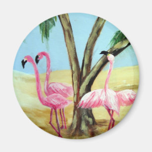 Aimant "Aimant rond des Flamants roses de la Floride"