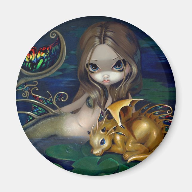 Aimant Aimante "Sirène avec un dragon d'or" (Devant)