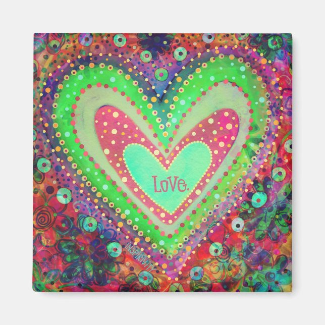 Aimant Aimer Joli Coeur Abstrait Inspiritisme floral (Devant)