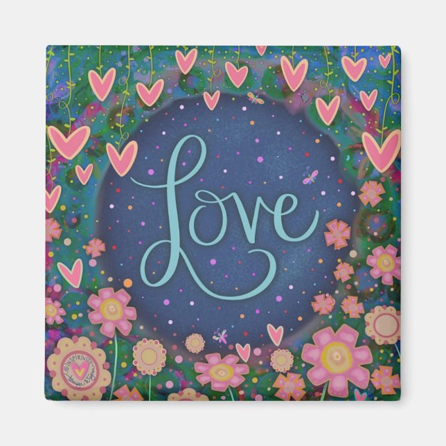 Aimant Aimer Joli Coeur Floral Trendy Inspirationnel Cute (Devant)