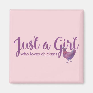 Aimant Aimer le poulet juste une fille Purple Poulets Aim
