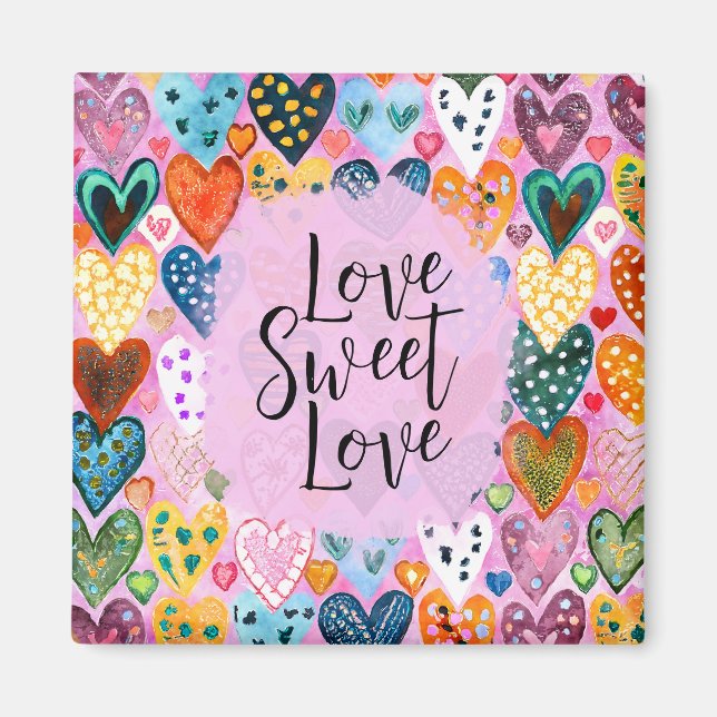 Aimant Aimer Sweet Aimer Valentines Jour Coeurs Bright Co (Devant)