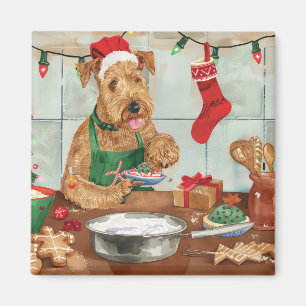 Aimant Airedale Terrier Gâteau de vacances : Noël festif