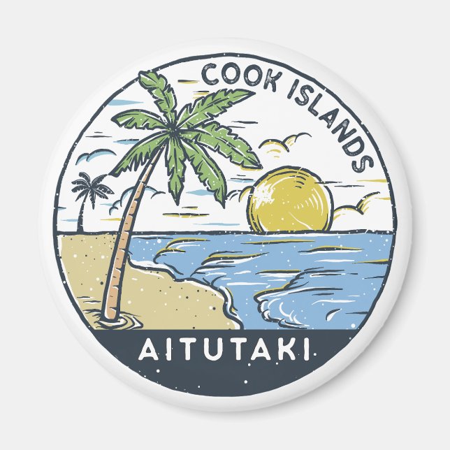 Aimant Aitutaki Îles Cook Vintage (Devant)