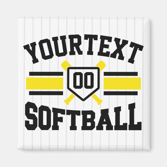 Aimant AJOUT PERSONNALISÉ NOM Softball Player Varsity Tea (Devant)