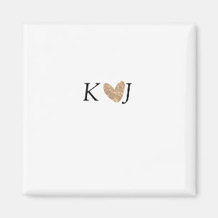 Aimant Ajouter une lettre de nom mariage or coeur parties