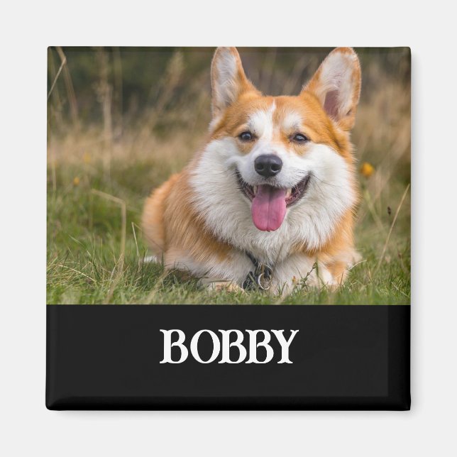 Aimant Ajoutez votre propre photo de chien et nom (Devant)