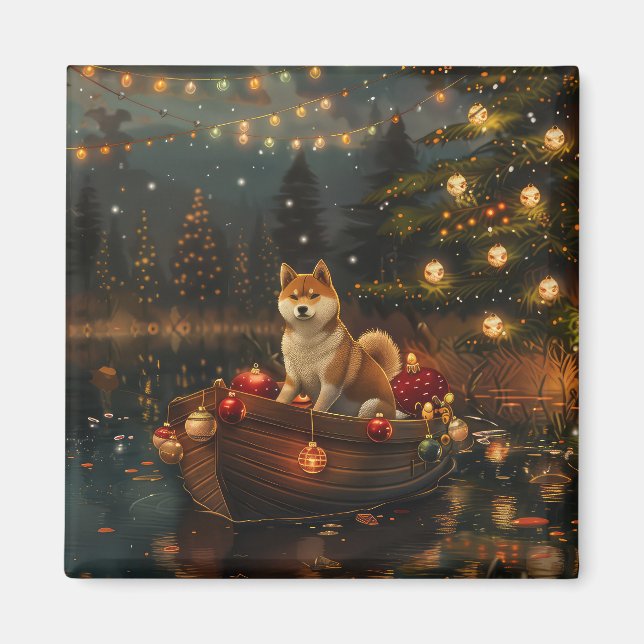 Aimant Akita Christmas Festive Voyage (Devant)