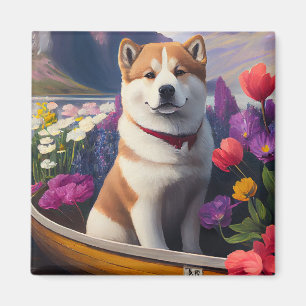 Aimant Akita Dog sur une pagaie : une aventure Pittoresqu