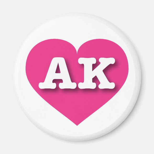 Aimant Alaska Hot Pink Heart - J'aime AK (Devant)