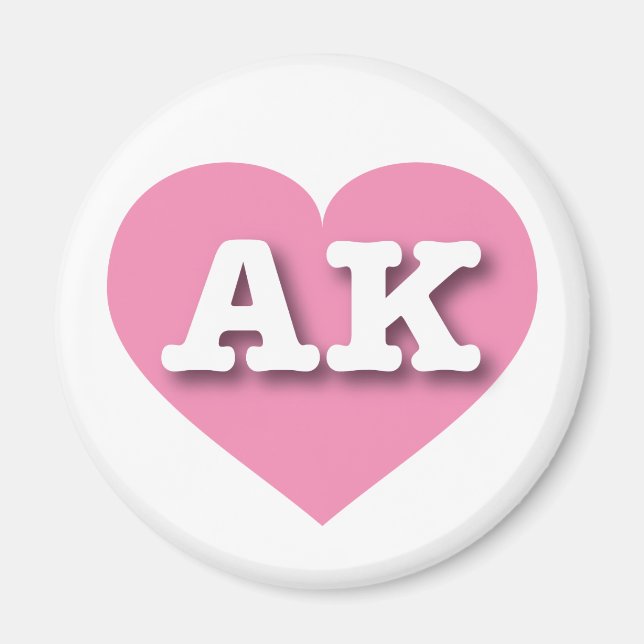 Aimant Alaska Solid Pink Heart - J'aime AK (Devant)