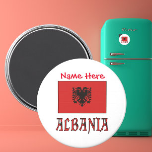 Aimant Albanie et drapeau albanais personnalisation rouge