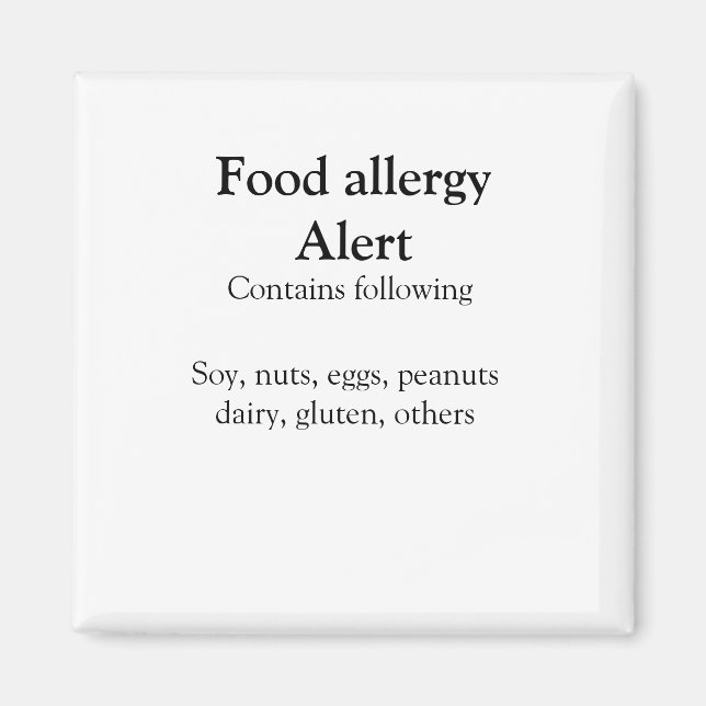 Aimant Alerte d'allergie alimentaire ajouter le nom texte (Devant)