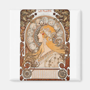 Aimant Alfons mucha Zodiaque ou La Plume
