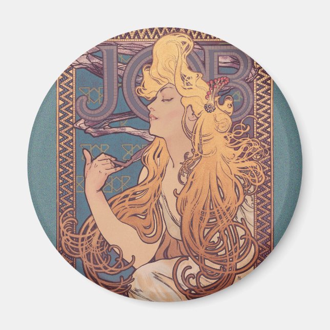 Aimant Alfonse Mucha Job Art Nouveau femme (Devant)