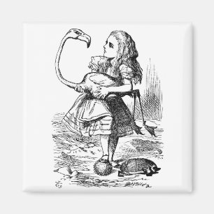 Aimant Alice essayant de jouer le croquet avec un flamant