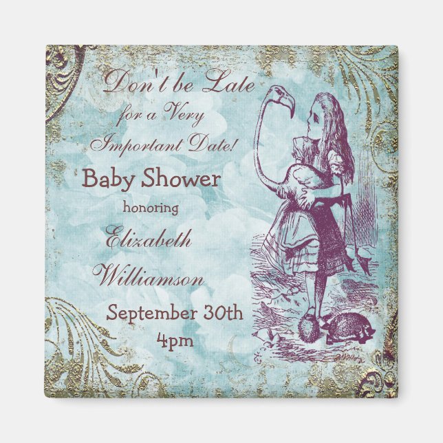 Aimant Alice & Flamant rose Enregistrer Le Baby shower Da (Devant)