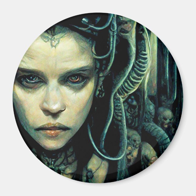 Aimant Alien Tech Girl Science Fiction (Devant)