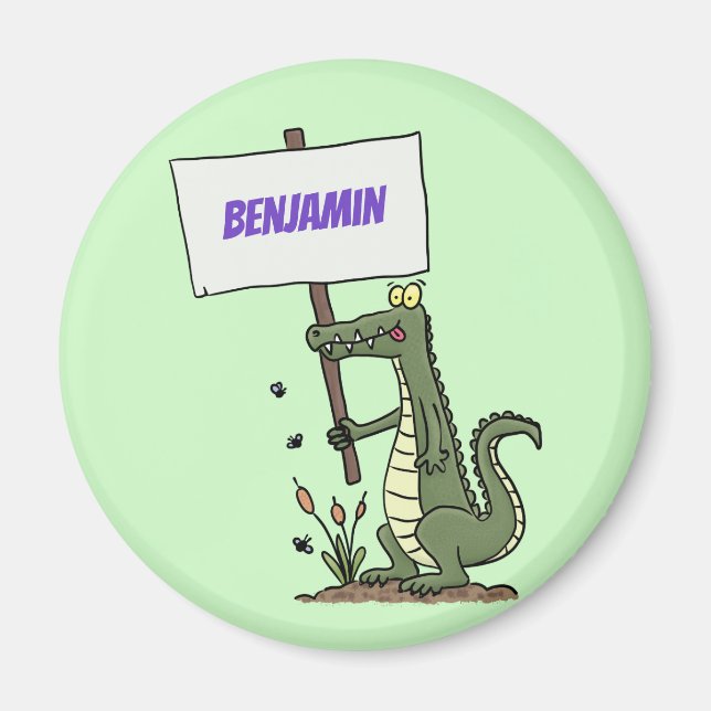 Aimant Aligator de crocodile drôle avec dessin animé (Devant)