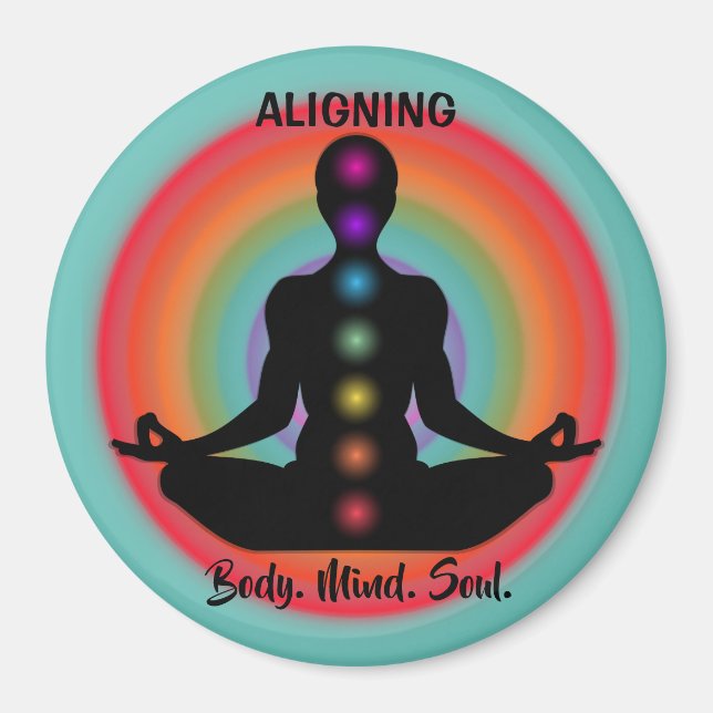 Aimant "Aligner l'âme du corps" Méditation Chakra & Yoga (Devant)