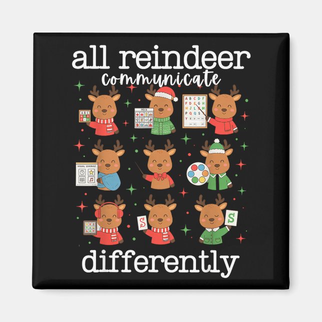 Aimant All Reindeer Communicate Differently Xmas Autism A (Devant)