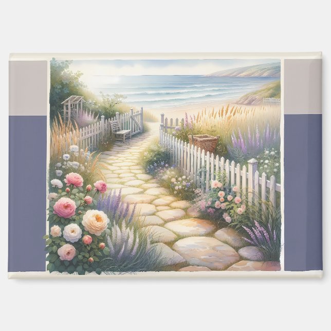 Aimant Allée de jardin de campagne au bord de la mer (Recto)