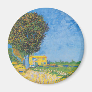 Aimant Allée ensoleillée vibrante et Maison jaune de Van