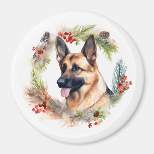 Aimant Allemand Berger Noël Wreath Festive Pup