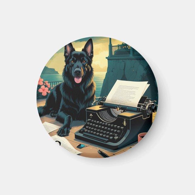 Aimant Allemand Shepherd chien gentleman vintage (Devant)