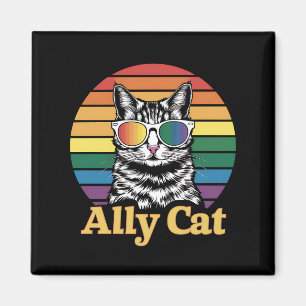 Aimant Ally Cat LGBT Rainbow Flag LGBTQ Cadeau