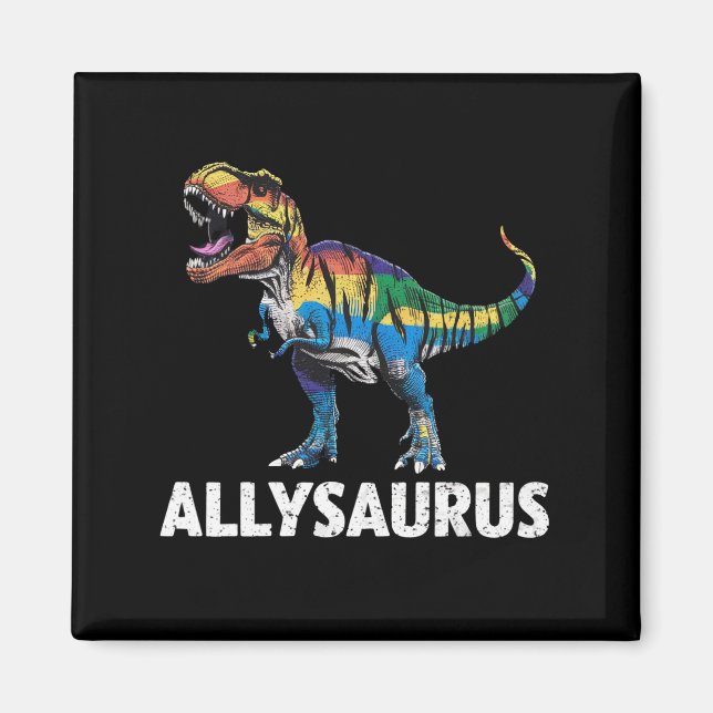 Aimant Allysaurus LGBT Dinosaur drapeau arc-en-ciel Ally  (Devant)