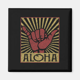 Aimant Aloha hawaïen Hawaii vintage en détresse Shaka Sig