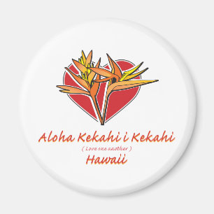 Aimant Aloha Hawaiil Oiseau du Paradis Coeur