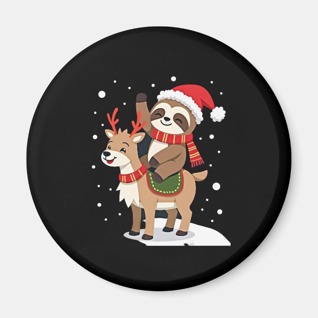 Aimant Alpaca Sloth Christmas (2) (Devant)