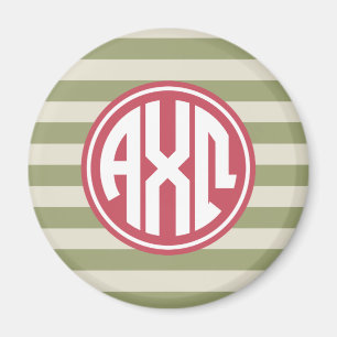 Aimant Alpha Chi Omega Motif Rayure Monogramme