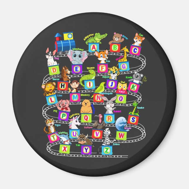 Aimant Alphabet Animal ABC Cercle d'apprentissage (Devant)