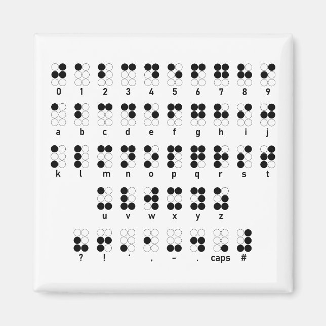 Aimant alphabet braille symbole en lettres aveugles (Devant)