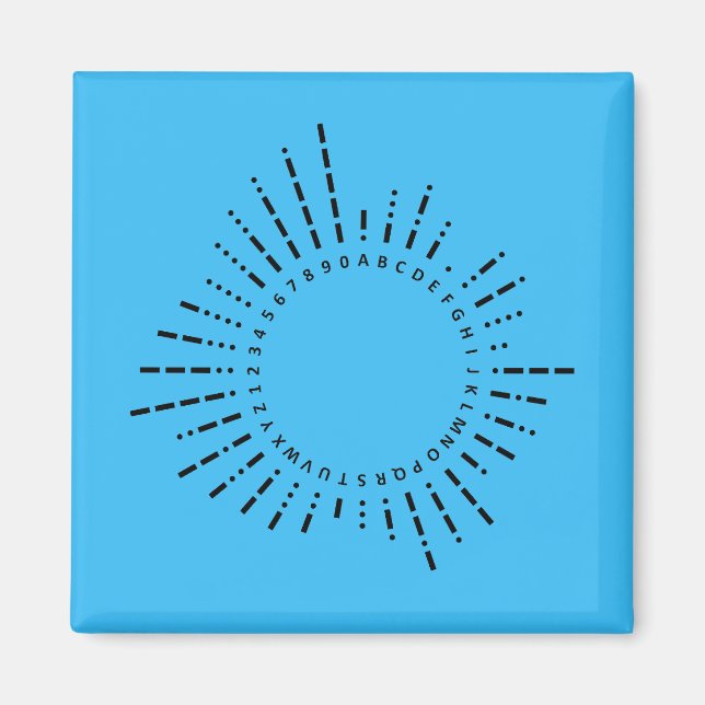 Aimant Alphabet du Code Morse – Conception Cyber Blue Tec (Devant)