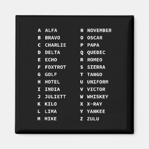 Aimant Alphabet phonétique ALPHA BRAVO CHARLIE