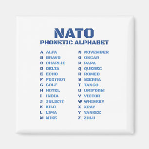 Aimant Alphabet phonétique de l'OTAN OACI