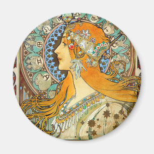 Aimant Alphonse Mucha Art Nouveau Zodiac