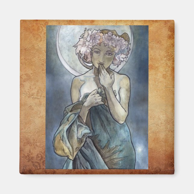 Aimant Alphonse Mucha ~ L'aimant de la lune (Devant)