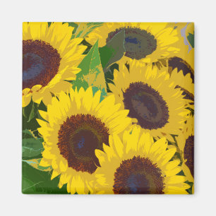 Aimant Amanant d'impression de tournesol jaune