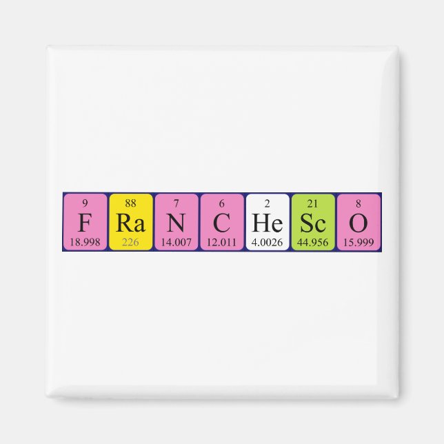 Aimant Amannet de nom de table périodique Franchesco (Devant)