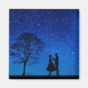 Aimant Amants sous une pleine lune 