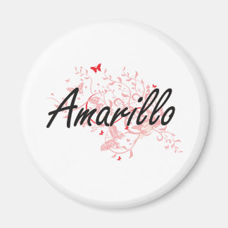 Aimant Amarillo Texas City Design artistique avec papillo