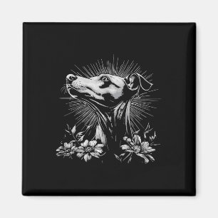 Aimant Amateur de chien Whippet Tatouage de style rétro _