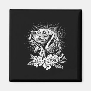 Aimant Amateur de tatouage Spaniel Rétro Chien 