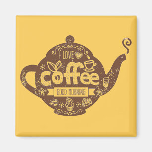 Aimant Amateurs de café vintage rétro café art J'aime caf